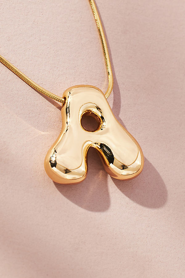 Gold-Plated Bubble Letter Monogram Necklace