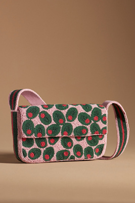 By Anthropologie The Fiona Beaded Bag: Produce Edition In Green