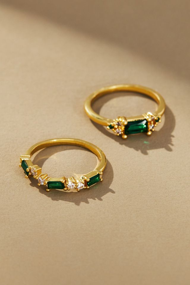 Multi Baguette Crystal Rings, Set of 2 #1