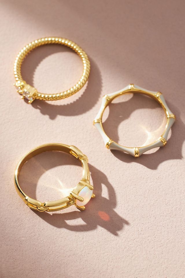 Bamboo Enamel Stacking Rings, Set of 3 #1