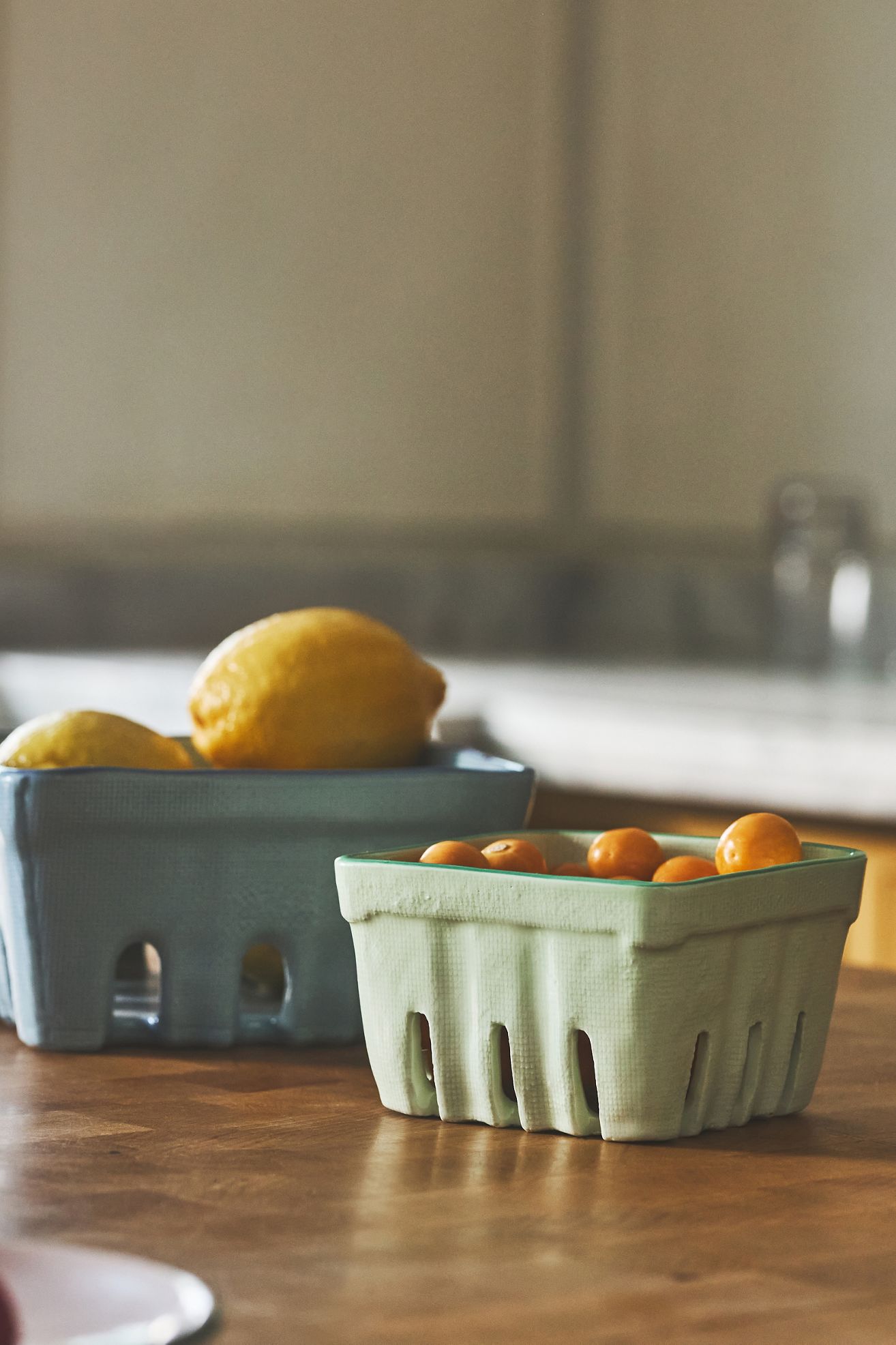 Linnea Stoneware Berry Basket - Lime