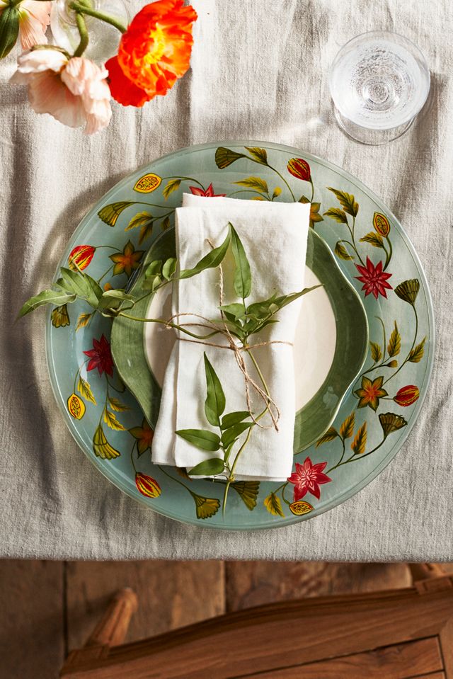 Painted Floral Glass Charger Plate Terrain