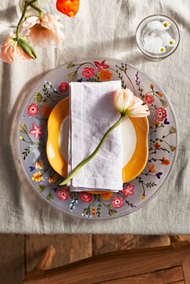 Painted Floral Glass Charger Plate