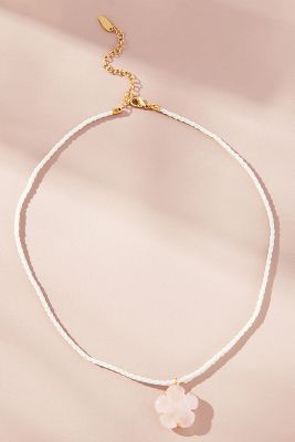 By Anthropologie Cord Resin Pendant Necklace In Pink