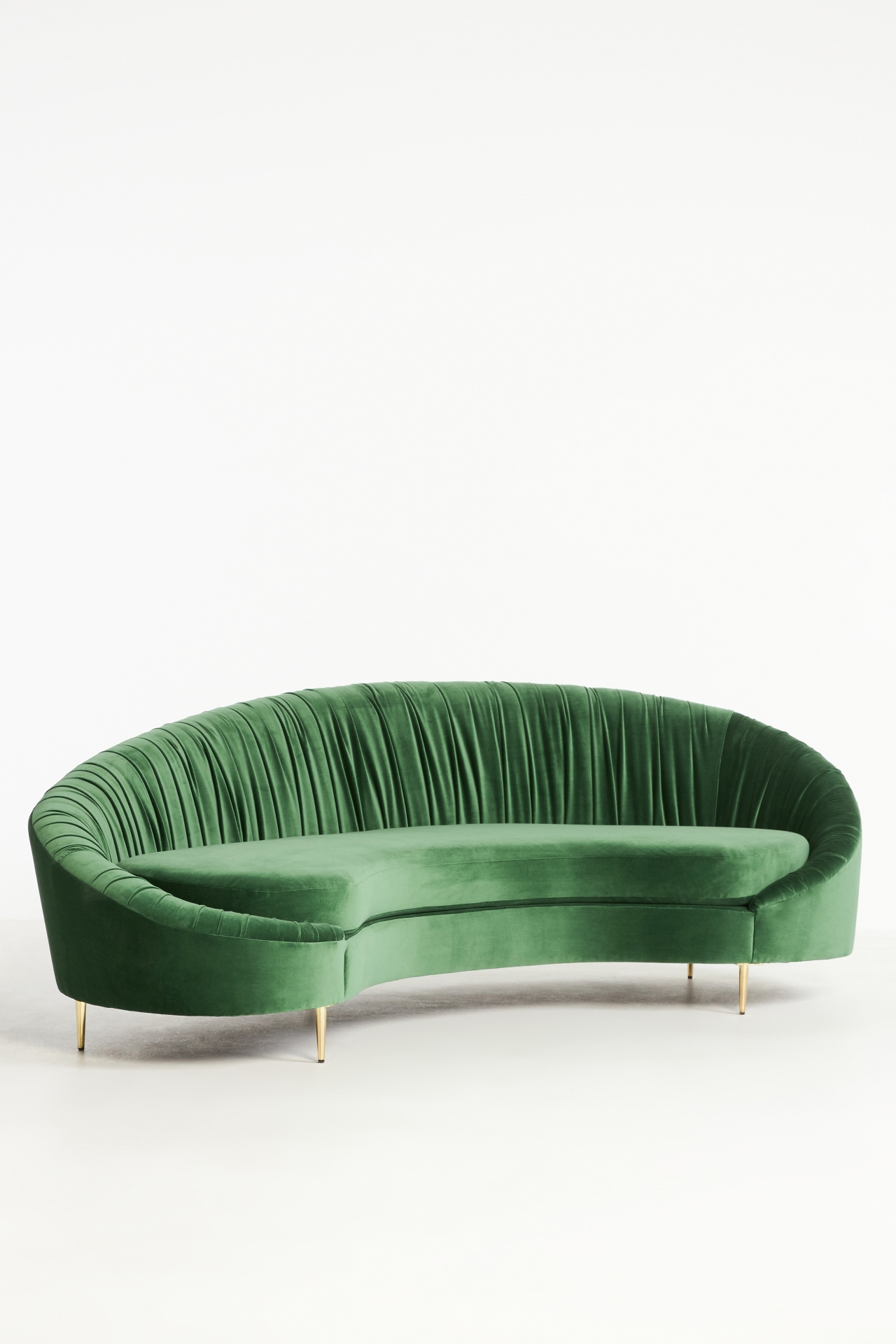 Asymmetrical Ruched Velvet Serpentine Sofa