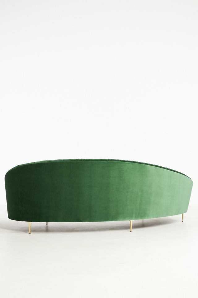 Asymmetric Ruched Velvet Serpentine Sofa #2
