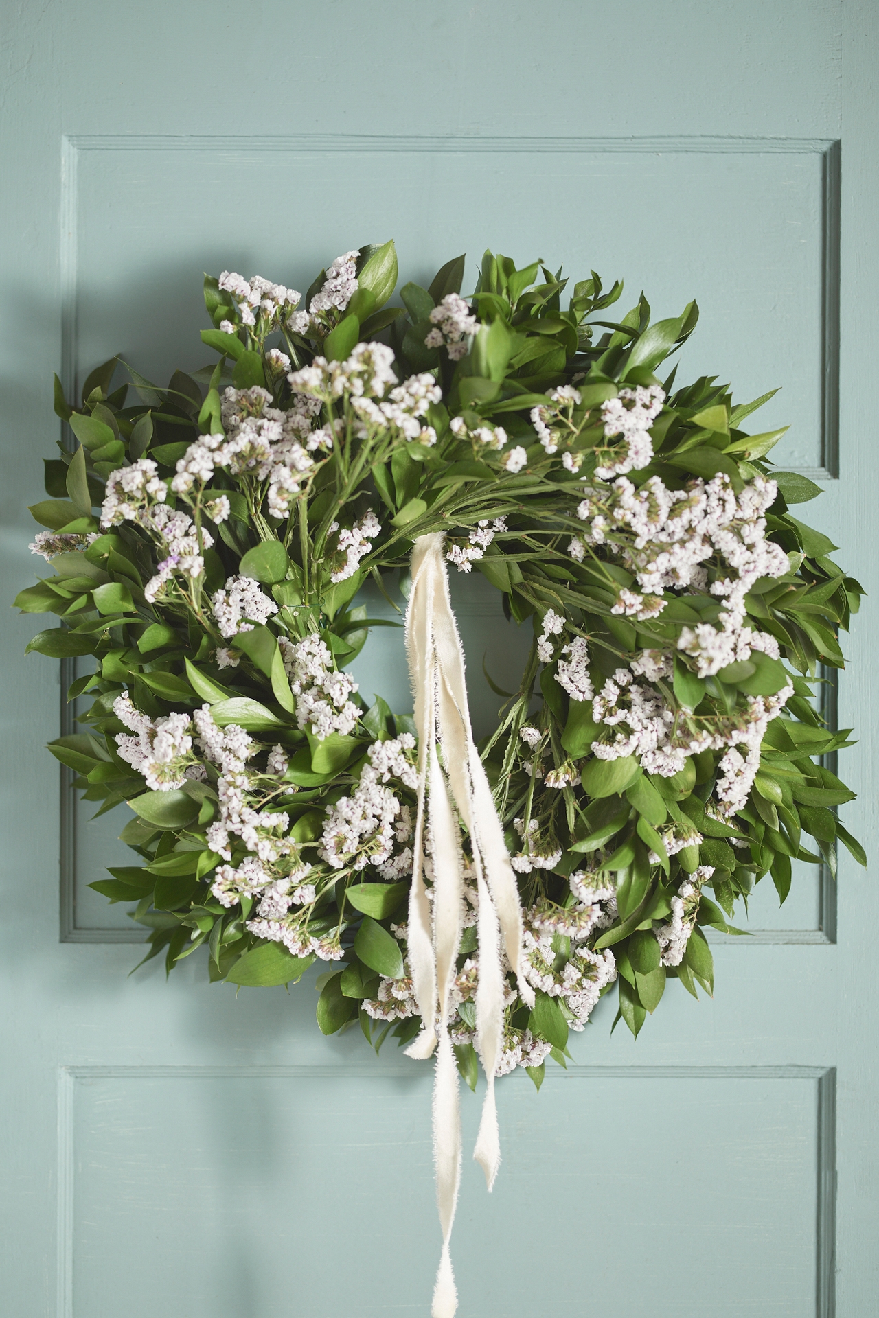 Fresh Ruscus + Statice Wreath