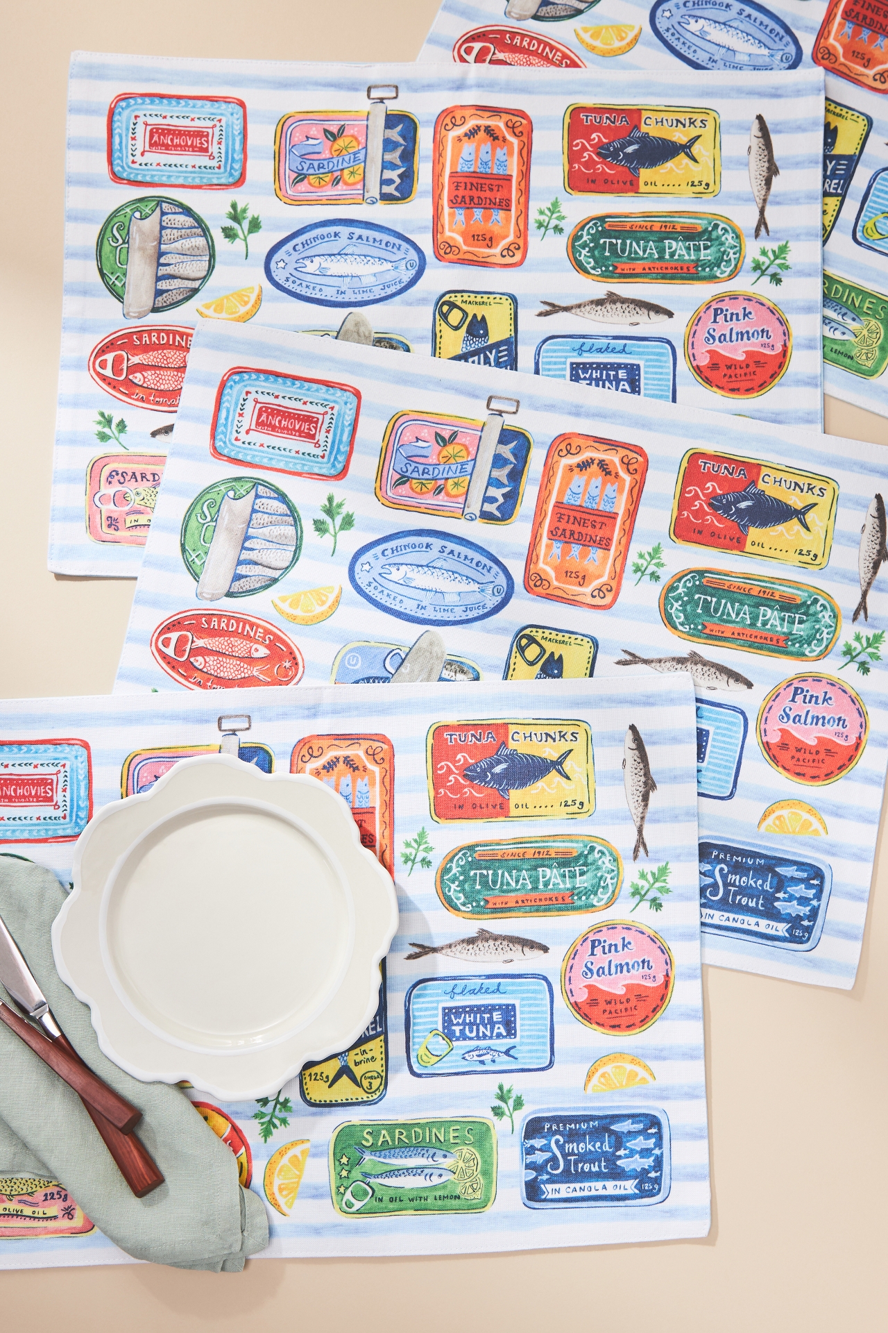 Tinned Fish Placemats, Set of 4