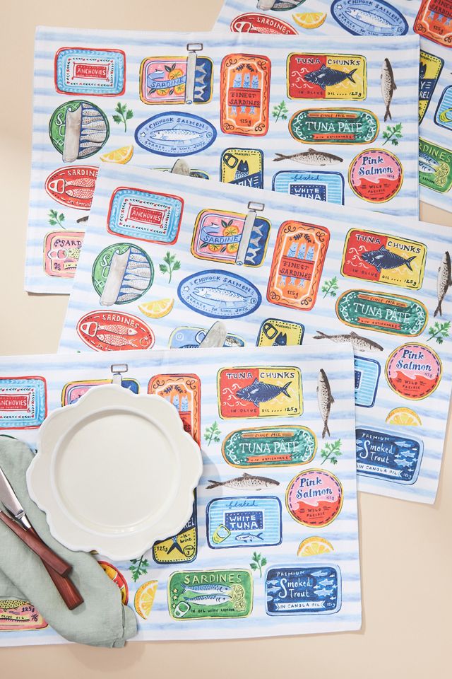 Tinned Fish Placemats, Set of 4 | AnthroLiving