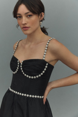 V. Chapman Lucetta Corset Tiered Maxi Dress In Black