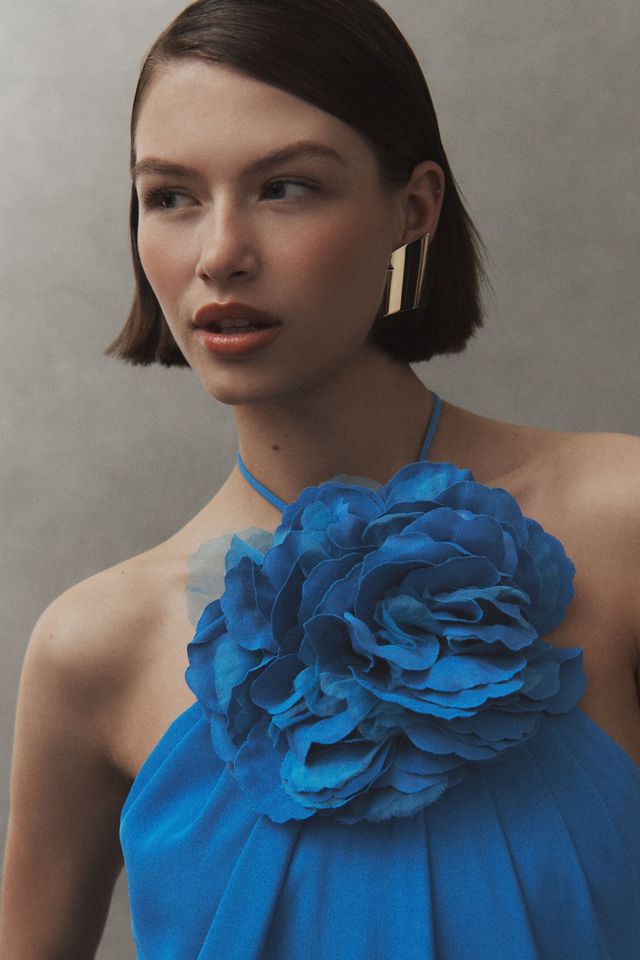 Halston Akina Halter Rosette Mini Dress #2