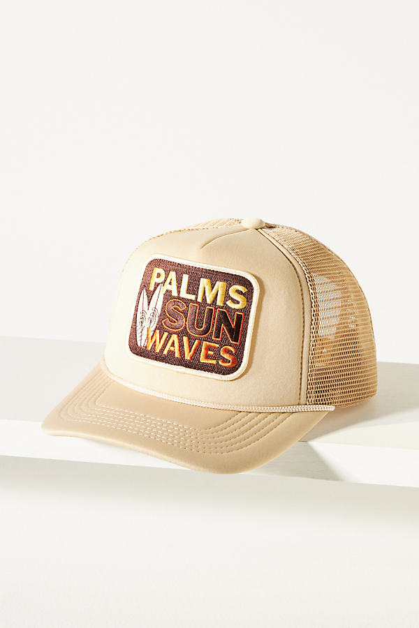 Friday Feelin Palms Sun Waves Trucker Hat In Beige