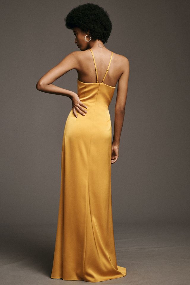 Liv Foster Satin Halter Ruched Gown #2