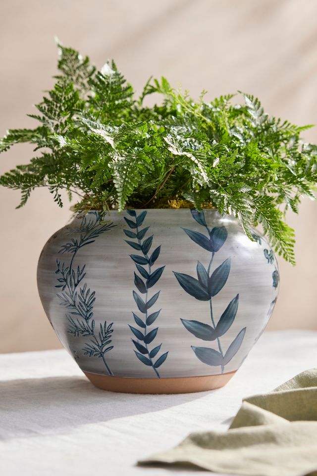 Indigo Floral Jar Planter #1