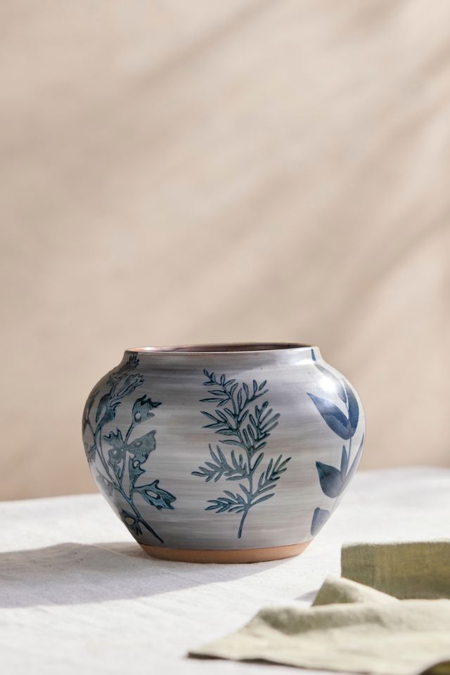 Indigo Floral Jar Planter #4