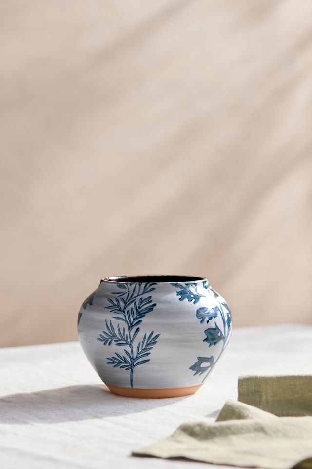 Indigo Floral Jar Planter #6