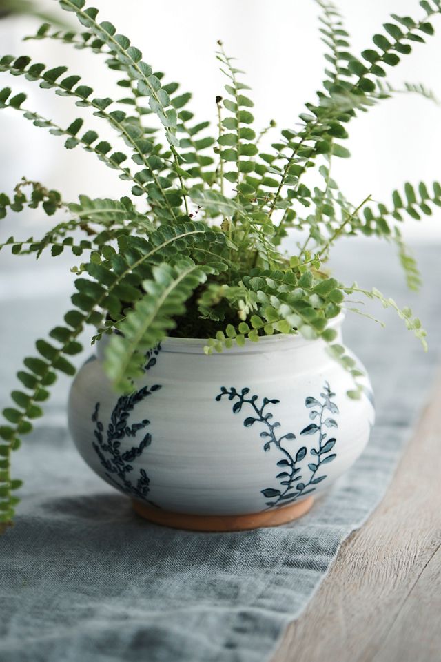 Indigo Floral Low Jar Planter #4