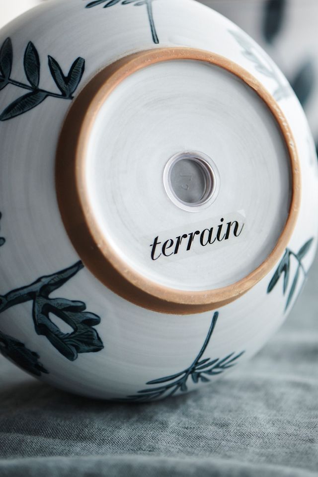 Indigo Floral Low Jar Planter #3