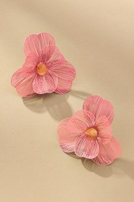 Shop By Anthropologie Wire Floral Earrings In Pink
