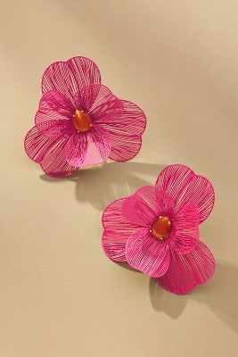 Shop By Anthropologie Wire Floral Earrings In Pink