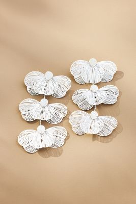 By Anthropologie Wire Petals Drop Earrings In White