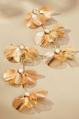 By Anthropologie Wire Petals Drop Earrings In Gold