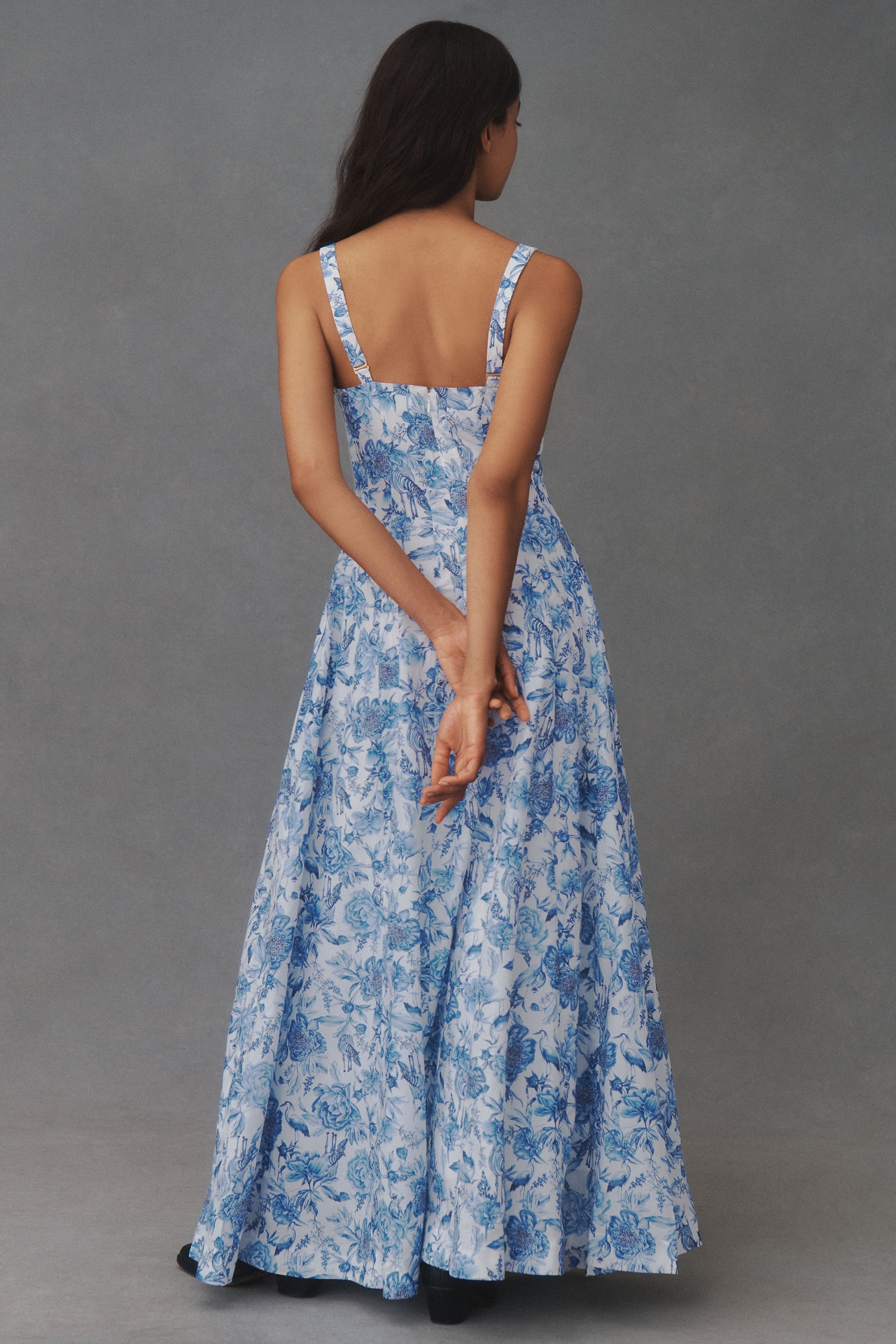 Aqua Blu Claudette Sleeveless Square-Neck Floral Maxi Dress