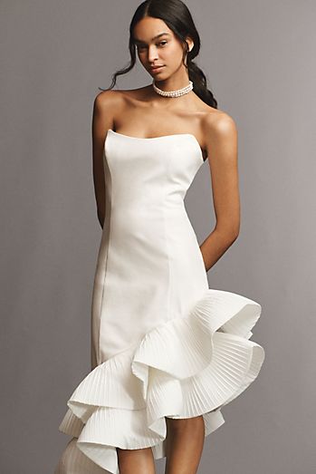 BHLDN Flamenco-Hem Asymmetrical Midi Dress
