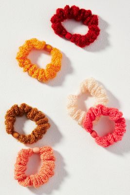 By Anthropologie Crochet Scrunchies, Set Of 6 In Pink