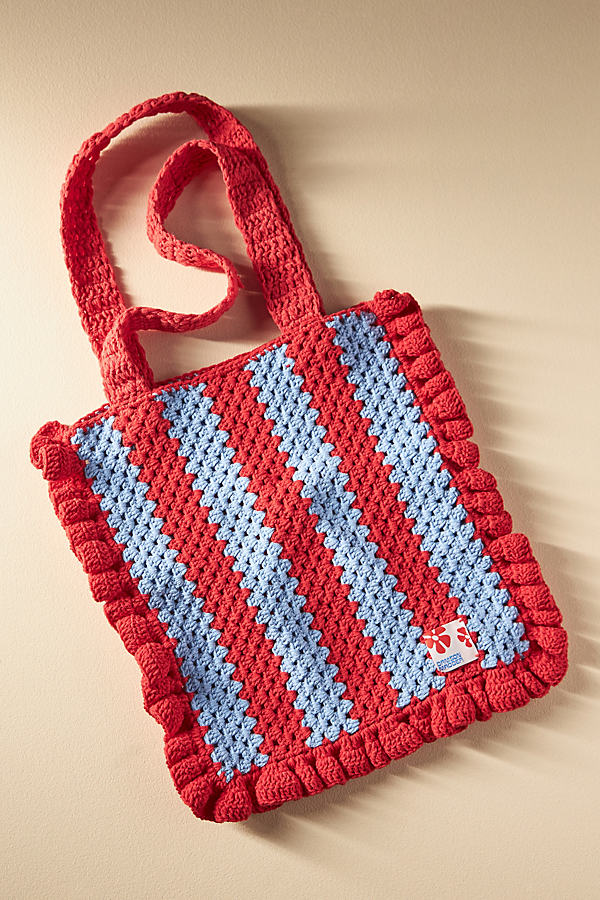 Shop Damson Madder Frill Crochet Bag In Red