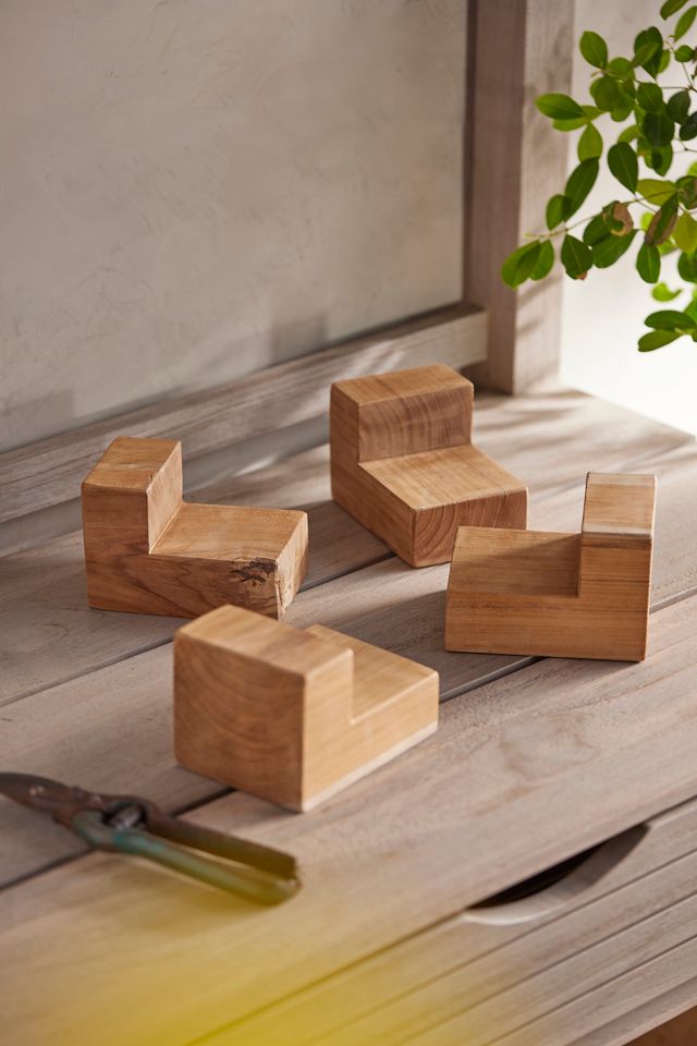 Square Teak Pot Feet, Set of 4 #3