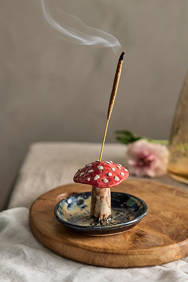 Terrain Mushroom Ceramic Incense Holder In Multicolor