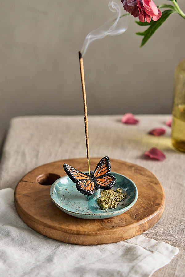 Terrain Butterfly Ceramic Incense Holder In Multicolor
