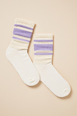 American Trench Retro Striped Socks In Purple