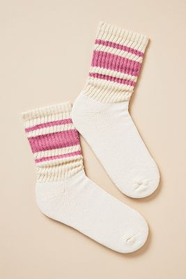American Trench Retro Striped Socks In Pink
