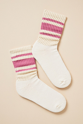 American Trench Retro Striped Socks In Pink