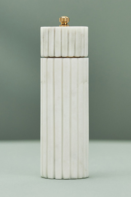 Ribbed Marble Grinder - White