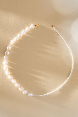 Shop Tempête Half-moon Pearl Necklace In Gold