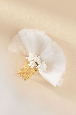 Shop Tempête Tulle Flower Comb In White