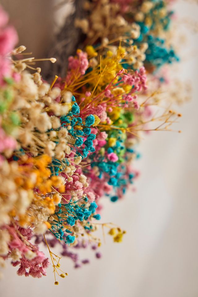 Dried Rainbow Gypsophila Wreath #1