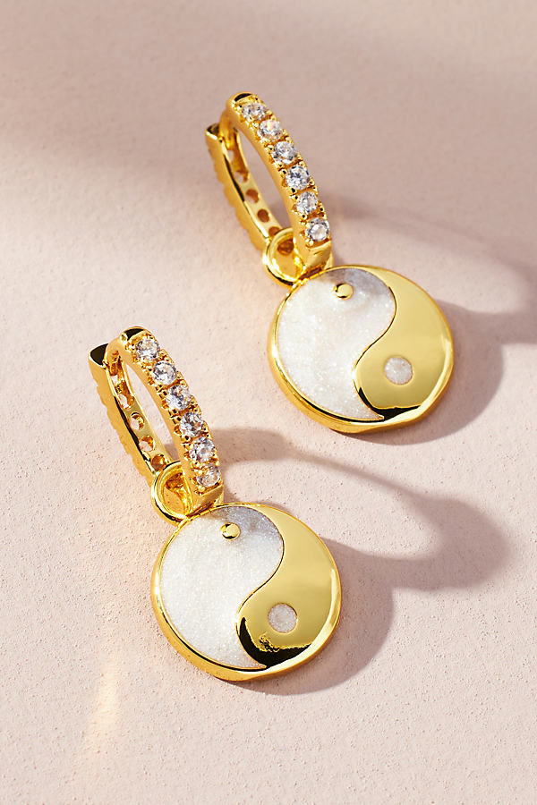 Celeste Starre Yin & Yang Sparkle Earrings In Beige