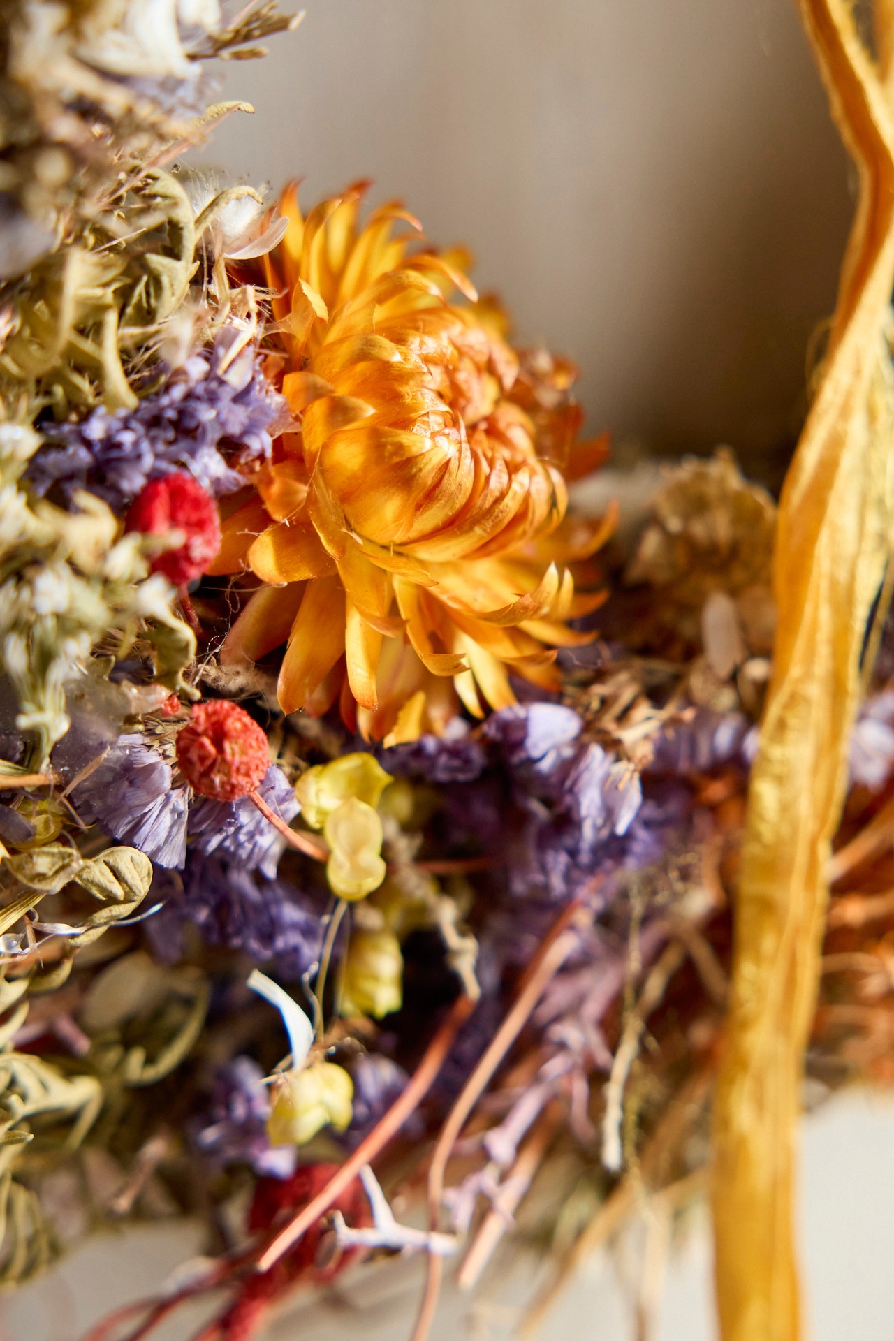 Dried Golden Meadow Wreath