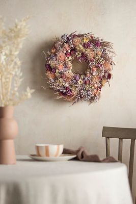 Terrain Dried Fuchsia Florals Wreath In Pink