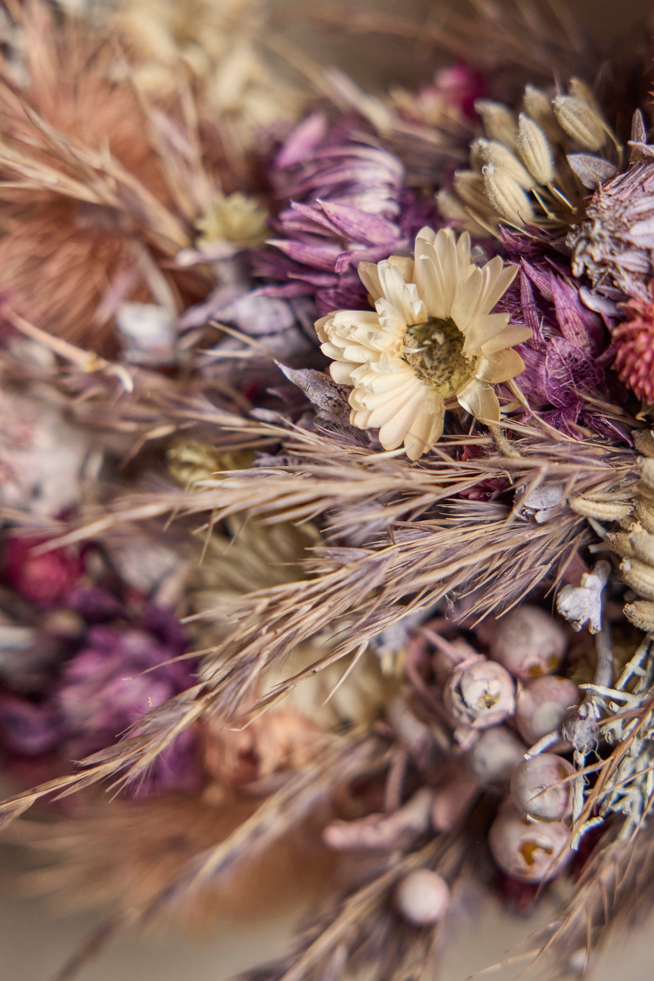 Dried Fuchsia Florals Wreath