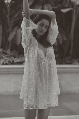 FLORA NIKROOZ MEG FLORAL EMBROIDERED ROBE 