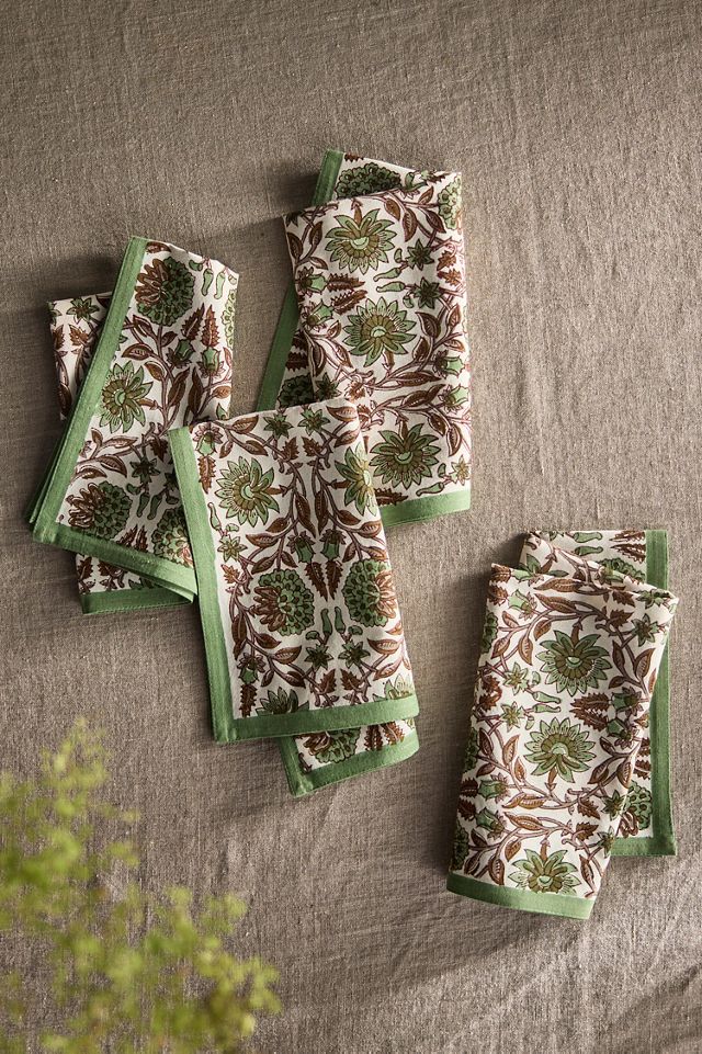 Sage Floral Cotton Napkins, Set of 4 #1