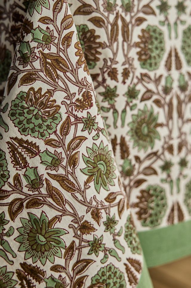 Sage Floral Cotton Tablecloth #1