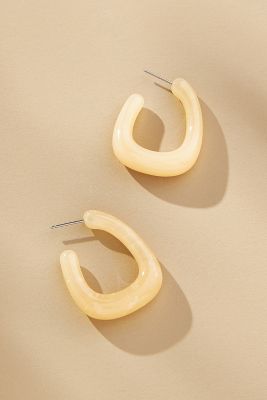 By Anthropologie Translucent Stone Square Hoop Earrings In Gold