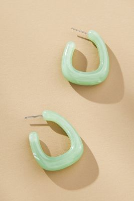 By Anthropologie Translucent Stone Square Hoop Earrings In Blue