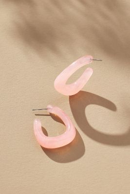 By Anthropologie Translucent Stone Square Hoop Earrings In Pink
